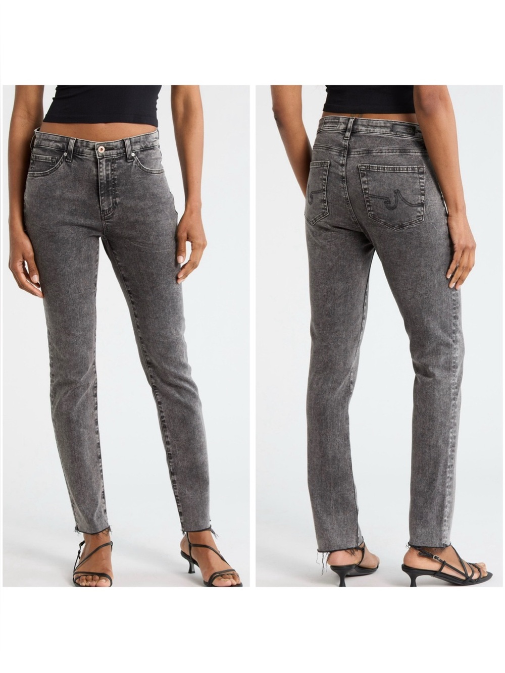 NWT AG Adriano Goldschmied Mid-Rise Legging Raw Hem Ankle Jeans 28